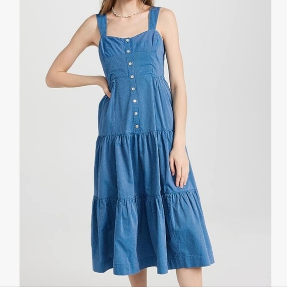 Blue Sleeveless Button-Front Dress - Picture 5 of 10